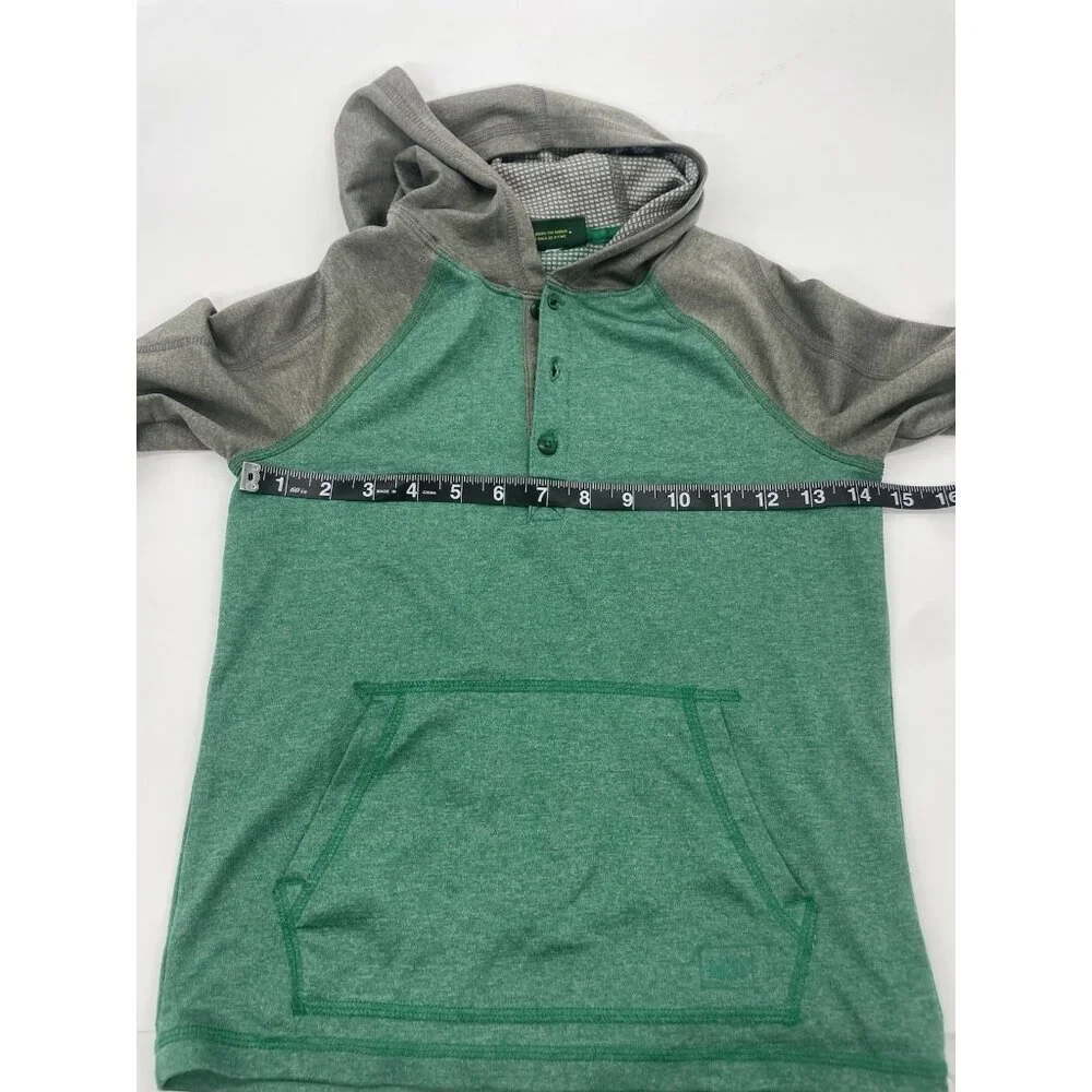 REI Kids Green Gray Sz S (8) Youth Long Sleeve‎ Two Tone Pullover hoodie Top